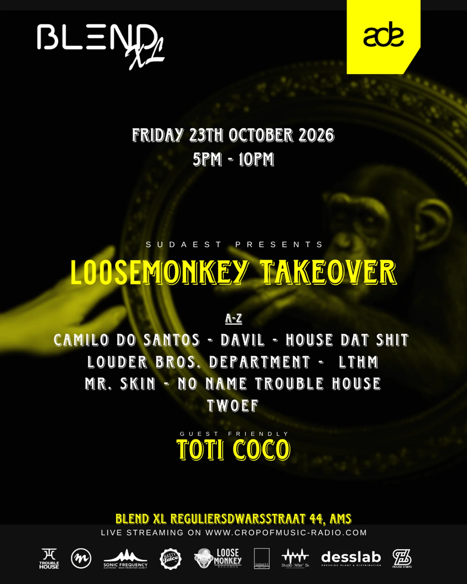 Flyer van Loose Monkey Records & SudAest Agency present: Loosemonkey Takeover in Blend XL.