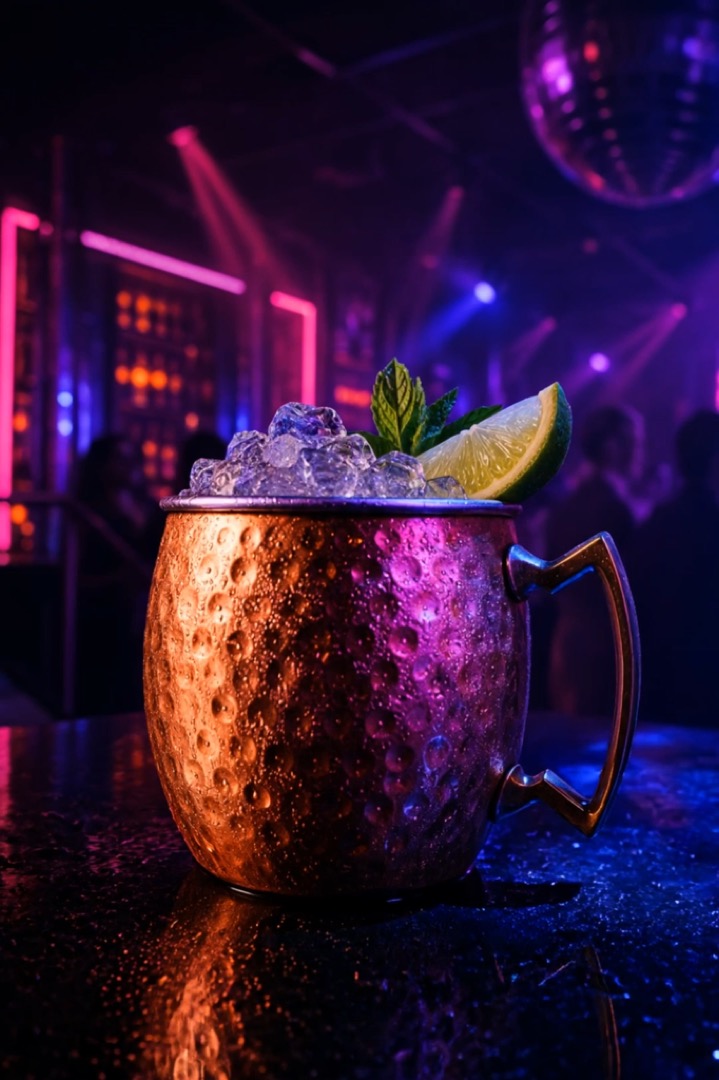 Vodka Mule cocktail with fresh lime and ginger beer at Blend XL Amsterdam
